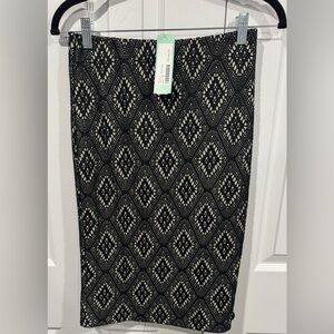 Renee C. Black and Cream Geometric Pencil Skirt